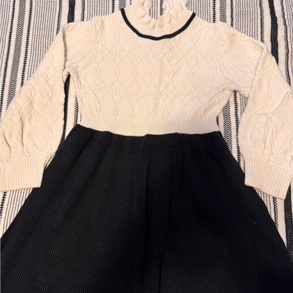 Janie and Jack Cream and Black Knit Dress